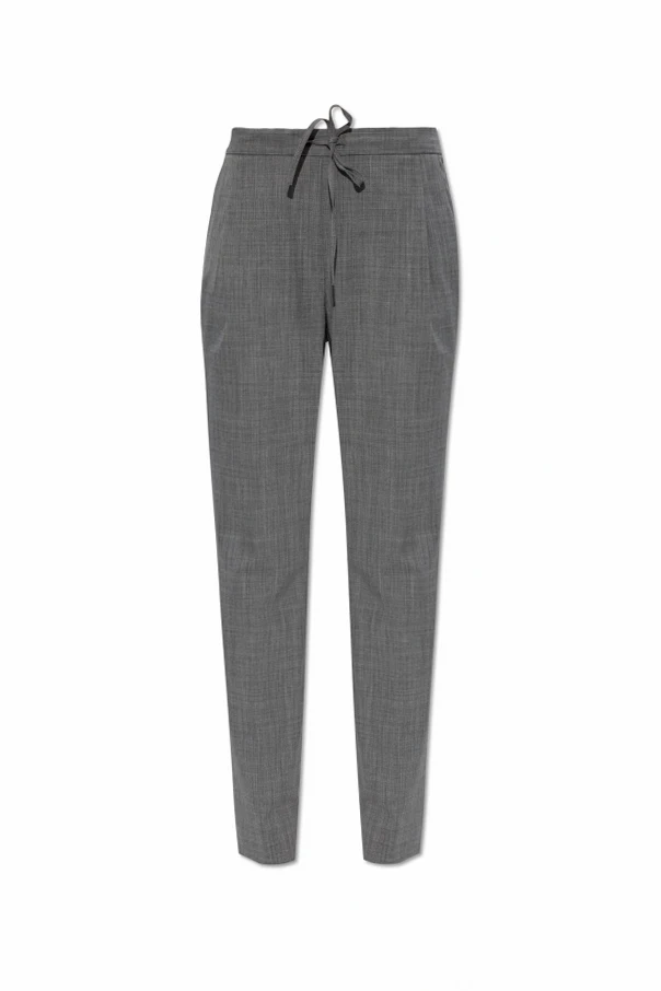 SZARY Wełniane spodnie w kant