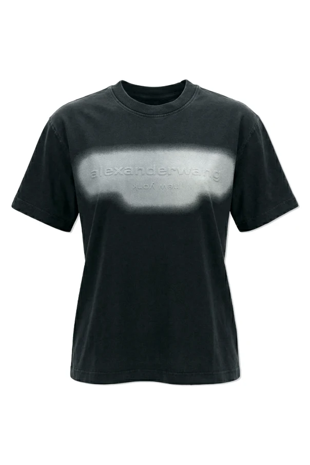 CZARNY T-shirt z odblaskowym nadrukiem