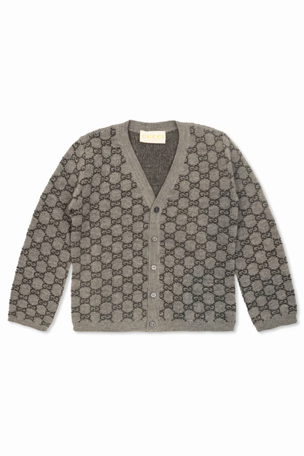 GREY Wool cardigan with 'GG' pattern