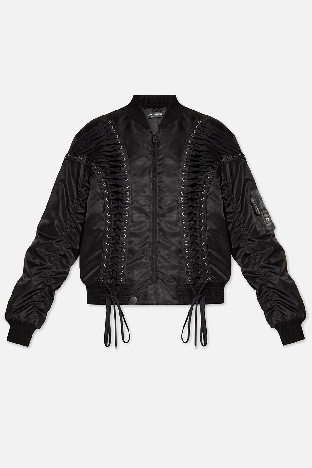 Bomber jacket with lacing