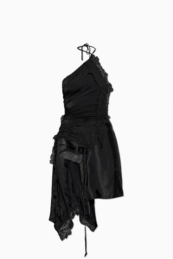 SCHWARZ Kleid mit dekorativem Ausschnitt