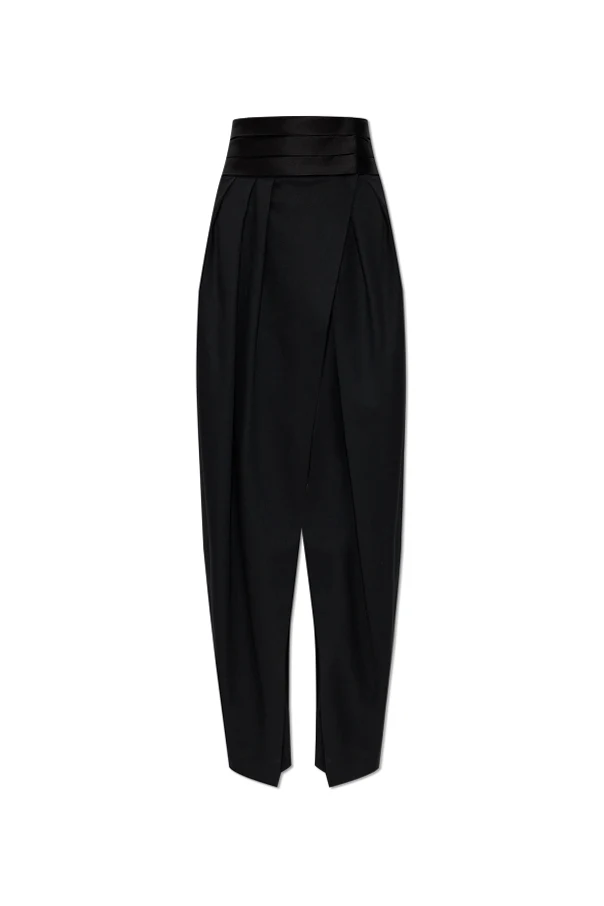 BLACK Wool pleated trousers