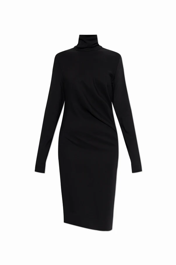 SCHWARZ Kleid mit Stehkragen