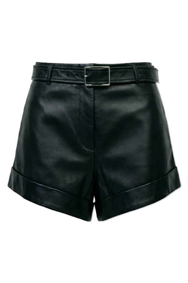 CZARNY Skórzane szorty `Vasaio`