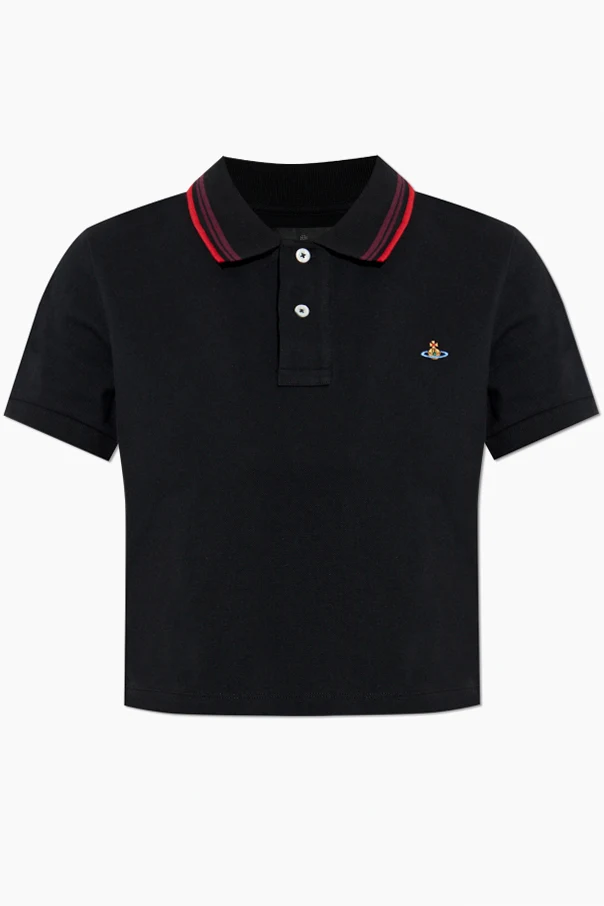 CZARNY Polo z naszywką logo