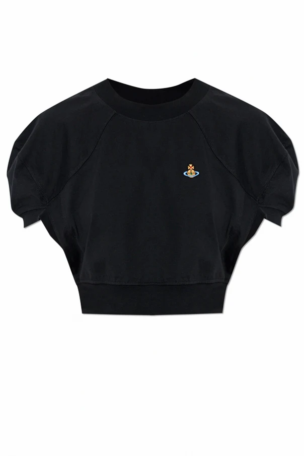 CZARNY Krótki top z naszywką logo