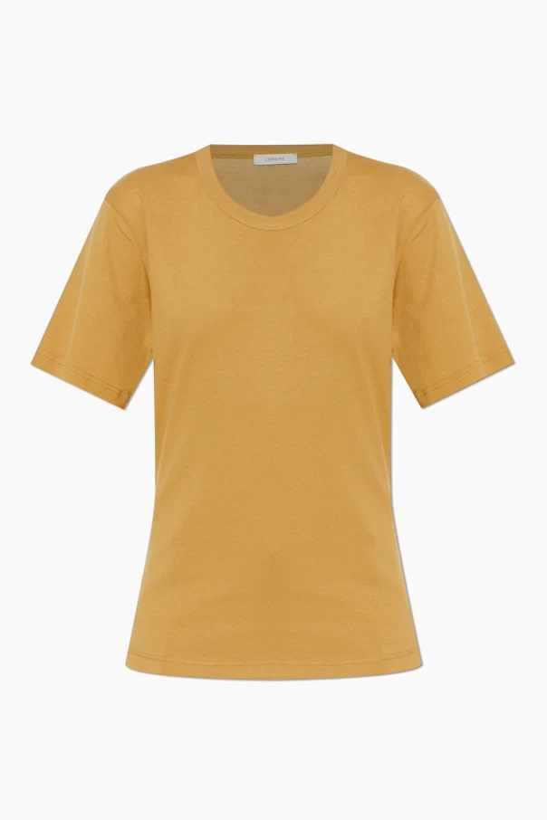 beżowy T-shirt z okrągłym dekoltem