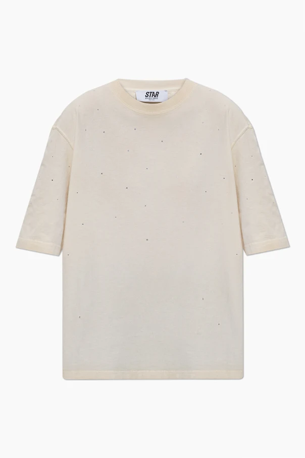 cream T-shirt with shimmering appliqués