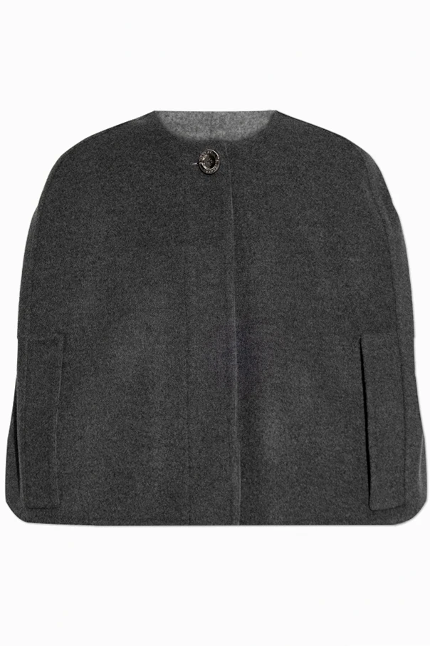 GREY Short wool poncho