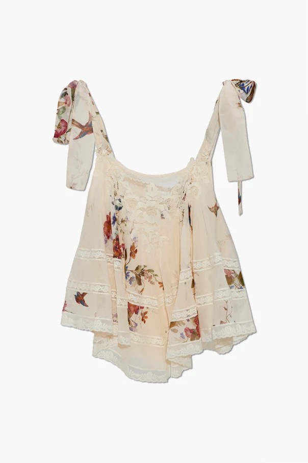 CREME Top mit Blumenmuster