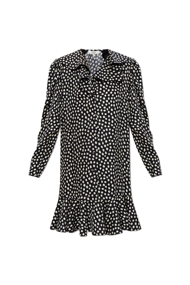 SCHWARZ Seidenkleid mit Polka-Dot-Muster