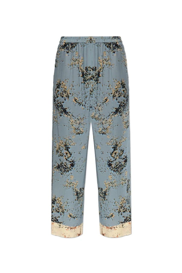 BLAU Locker geschnittene Hose mit Ziernähten an den Beinen