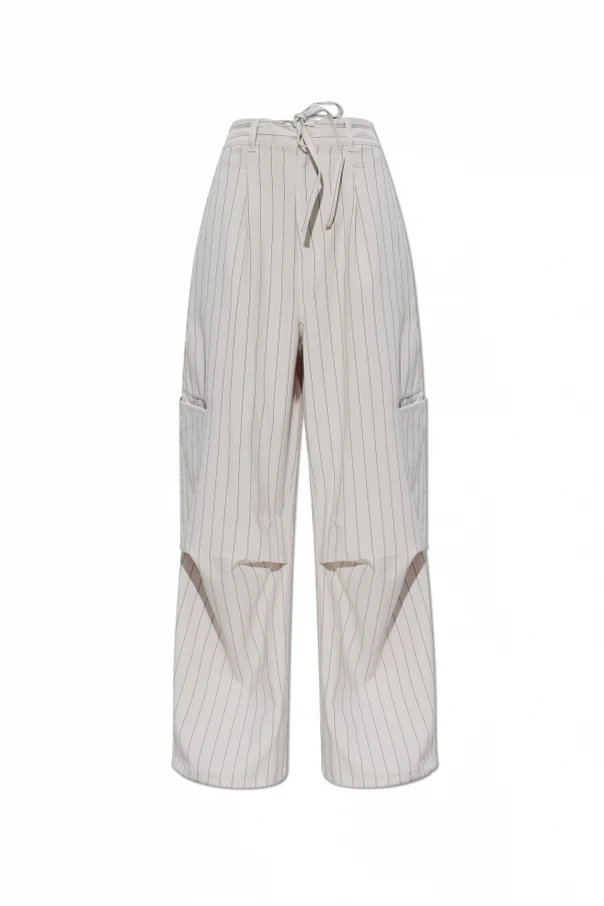 cream Striped pattern pants