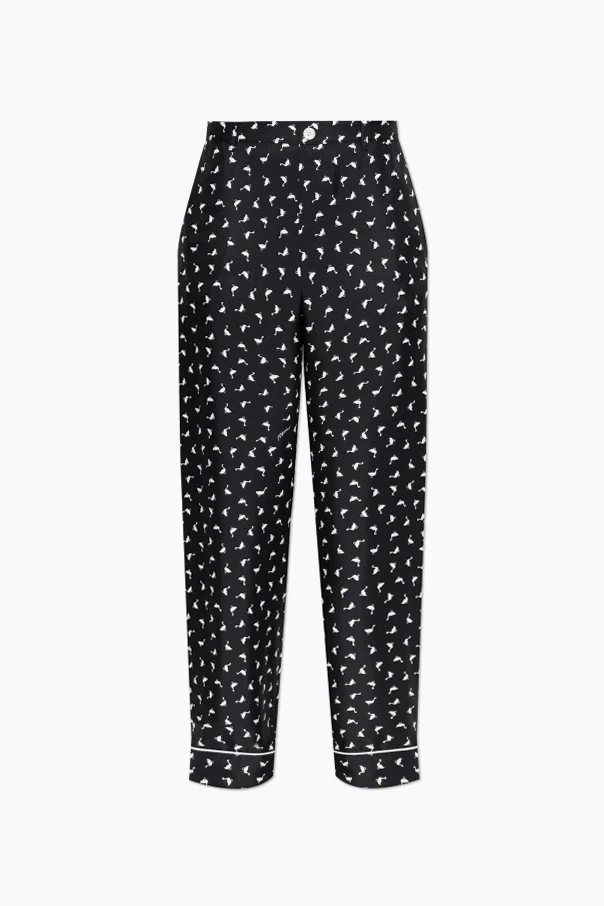 BLACK Silk pants with print
