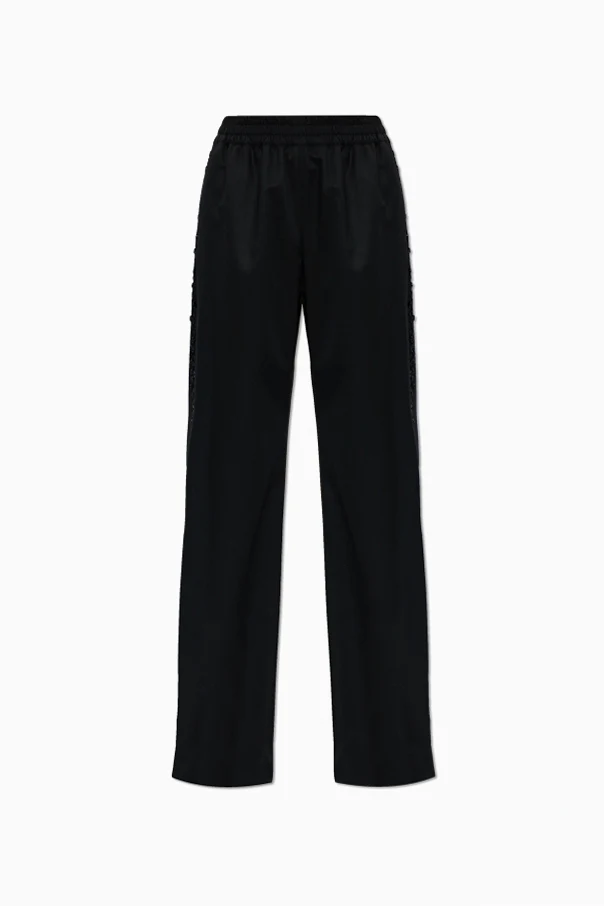 BLACK Wool trousers with shimmering appliqués