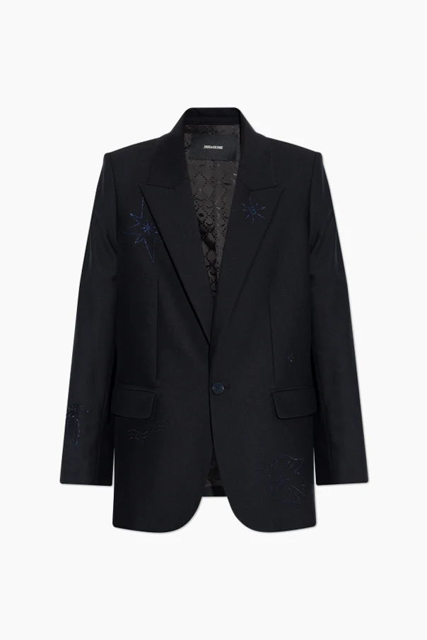 CZARNY Marynarka z poduszkami na ramionach