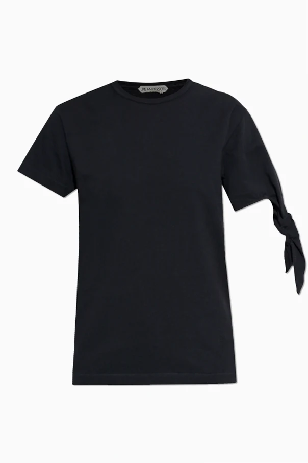 BLACK T-shirt with a knot on the shoulder