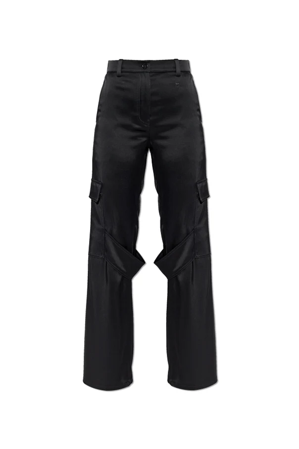 BLACK Satin cargo pants