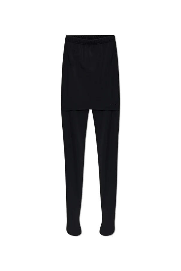 CZARNY Legginsy z zakładką z przodu