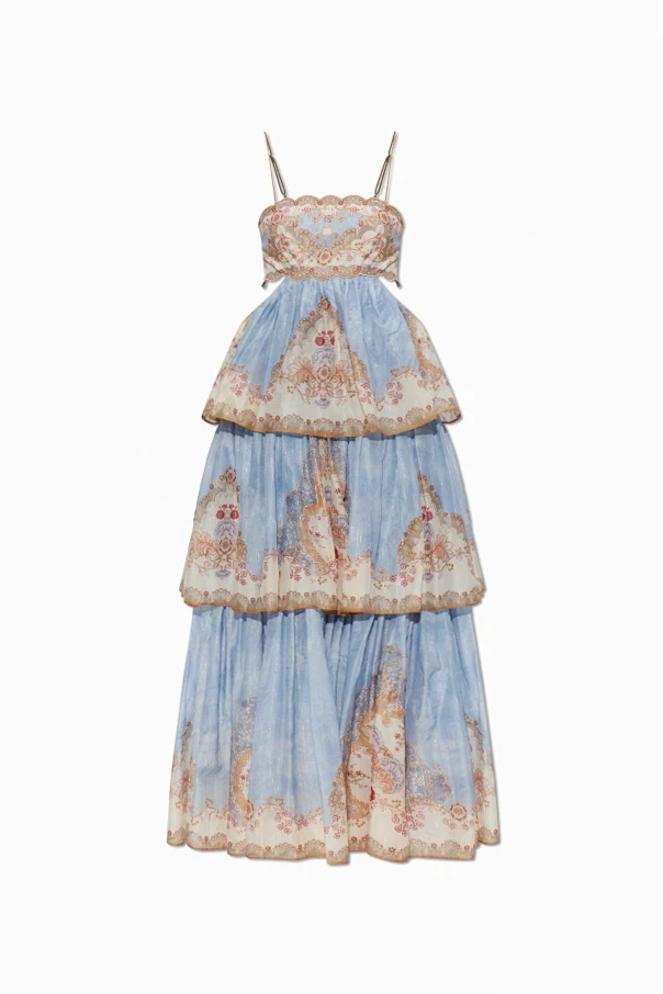 BLAU Gemustertes Kleid mit Lurexfaden