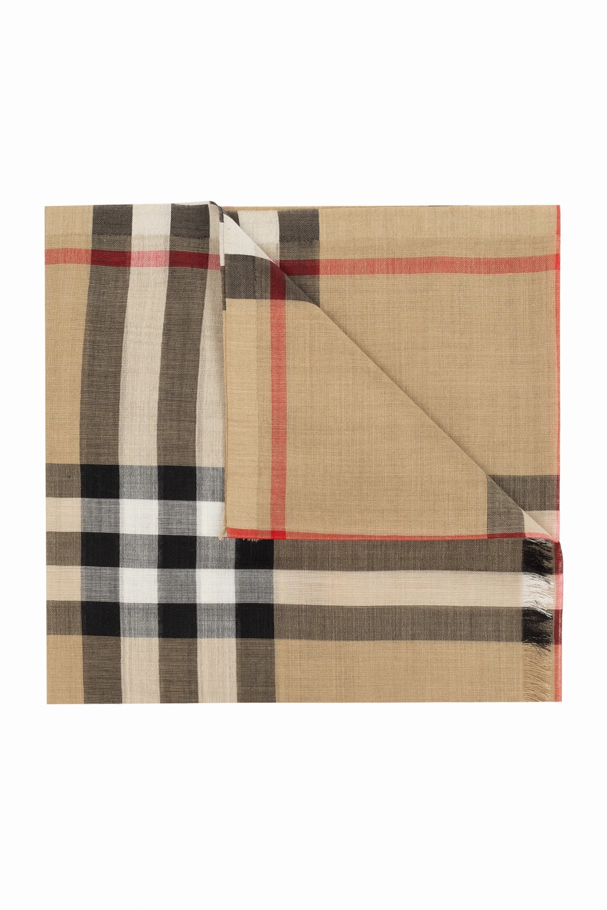 beżowy Szal ze wzorem w kratę