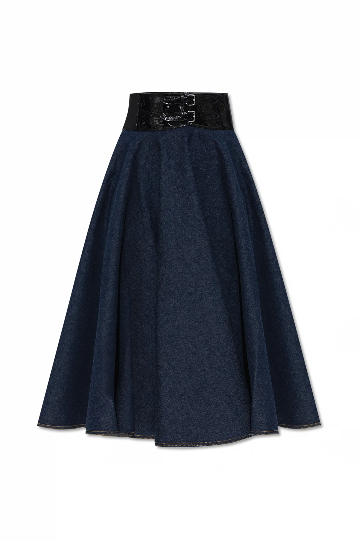 Belted denim skirt