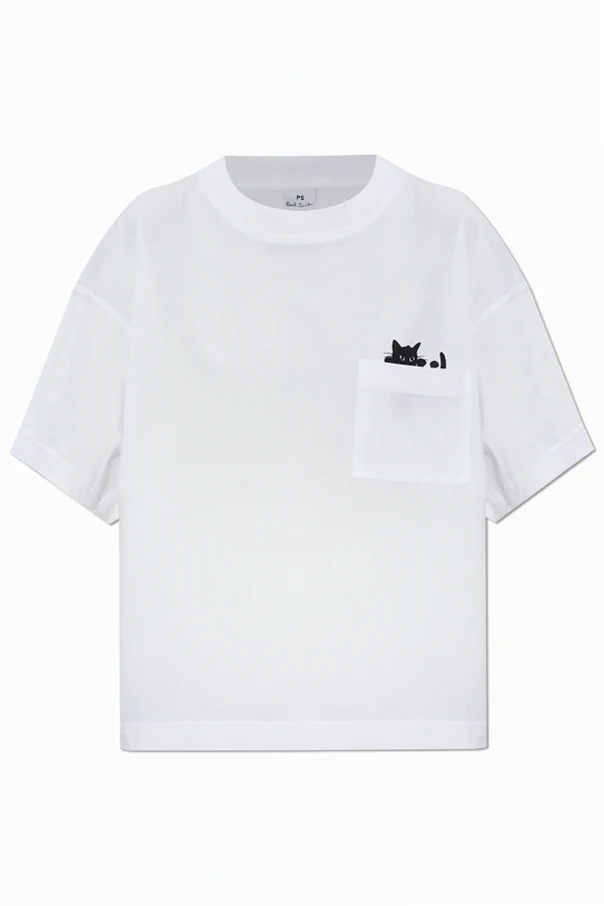 WEISS T-Shirt mit Tasche