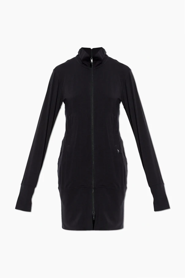 BLACK Long sweatshirt with a stand-up collar