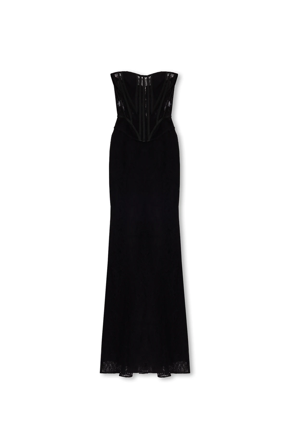 Lace dress with denuded shoulders