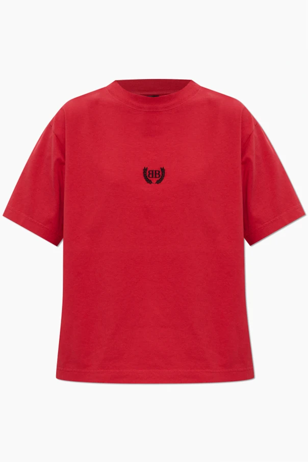 CZERWONY T-shirt z naszywką