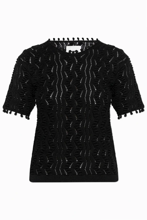 SCHWARZ Ajour-T-Shirt