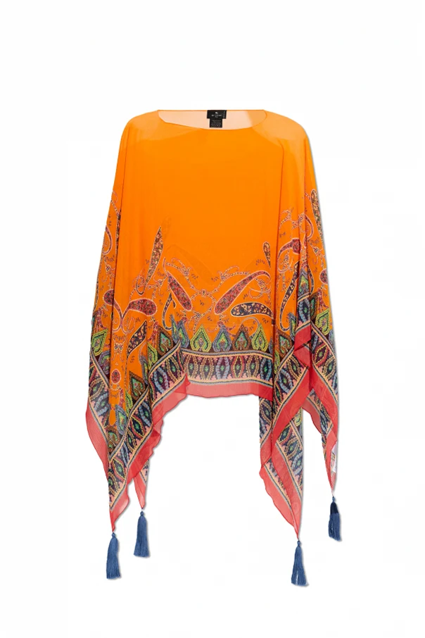 ORANGE Bedrucktes Seidentop