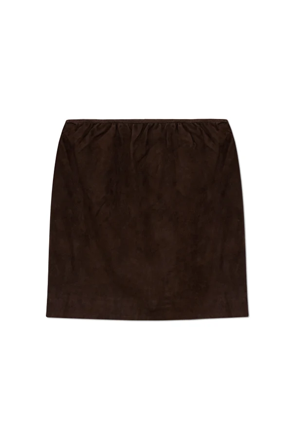 BRĄZOWY Skórzana spódnica