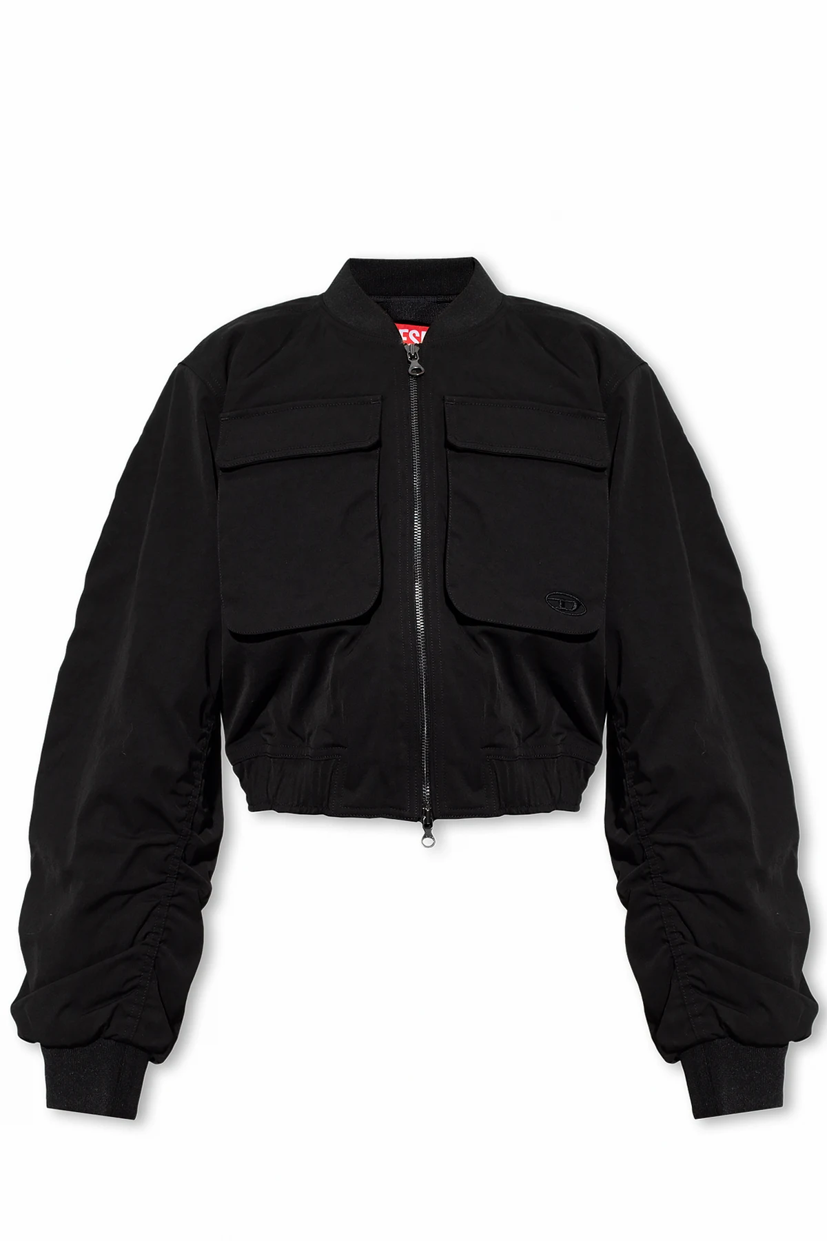 BLACK ‘G-KHLO’ cropped bomber jacket