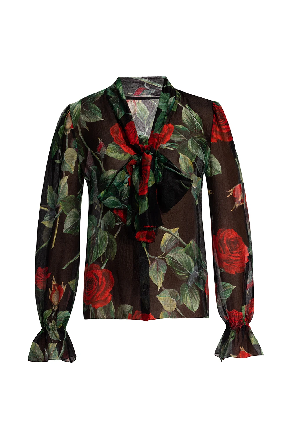 Sheer top with floral motif