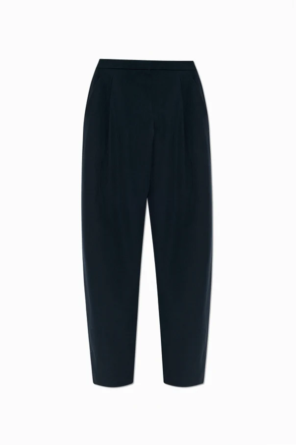 GREEN Wool trousers with pleats