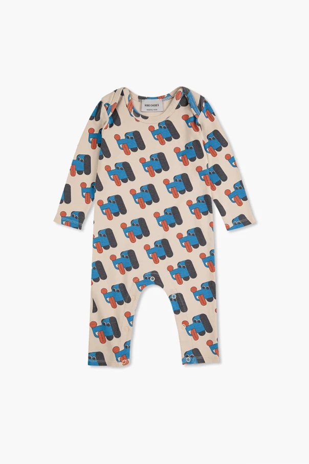 cream Baby romper with print