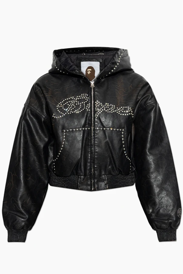 SCHWARZ Gefütterte Jacke aus Kunstleder