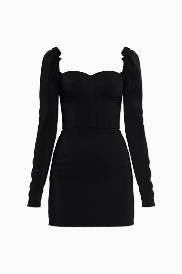 SCHWARZ Kurzes Kleid mit langen Ärmeln