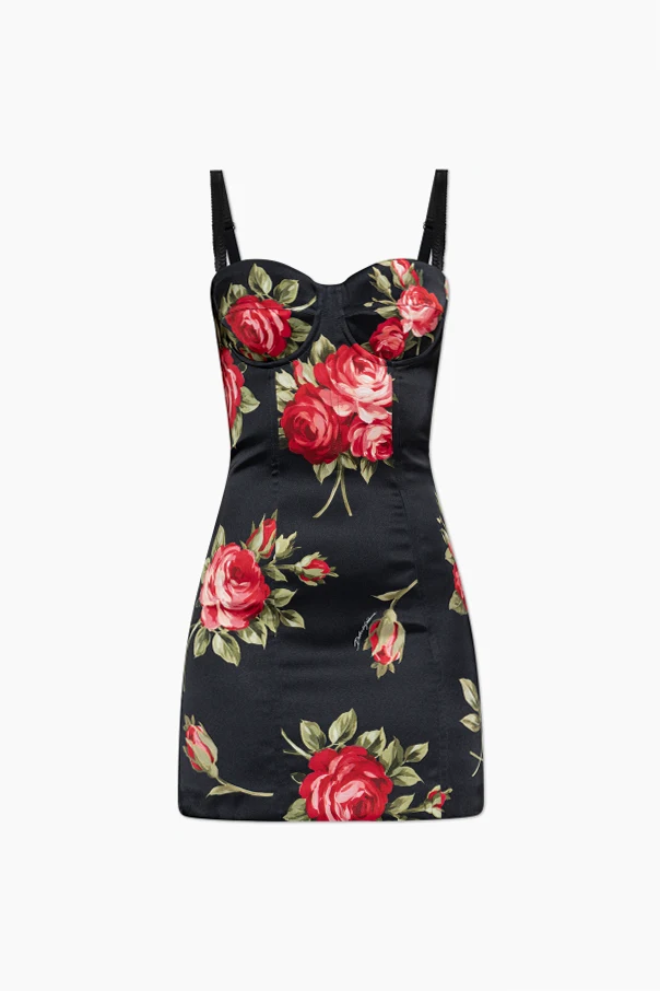 SCHWARZ Kleid mit Blumenmuster