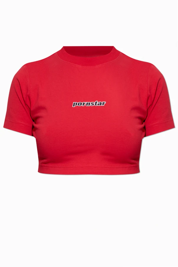 RED Cropped t-shirt with print