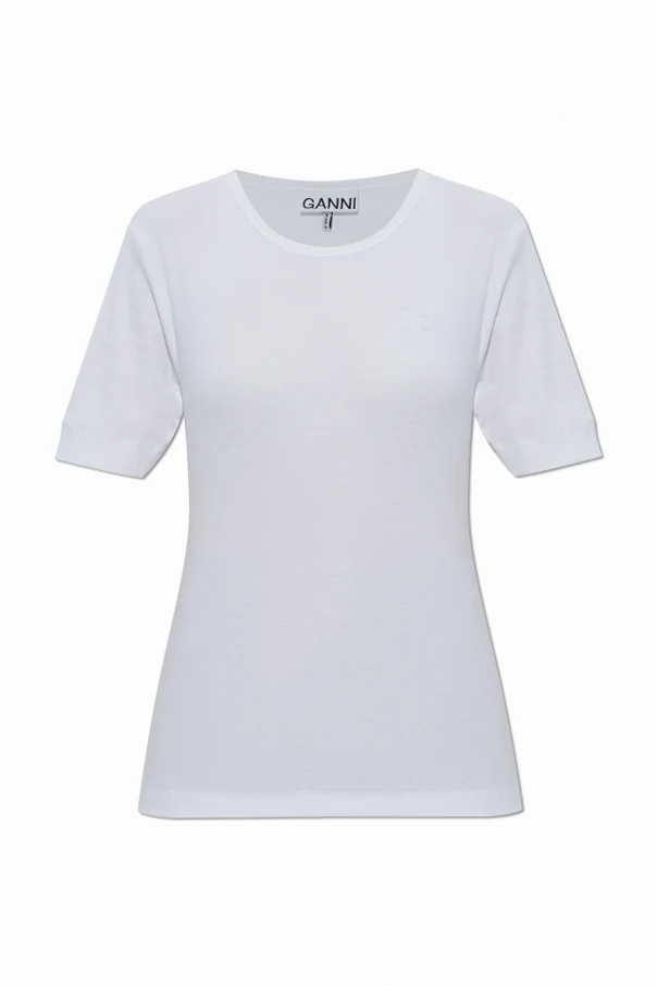 WEISS Gestreiftes T-Shirt mit Logo