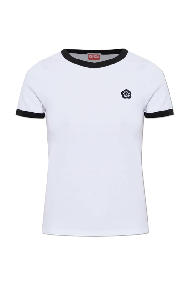 BIAŁY  T-shirt z naszywką