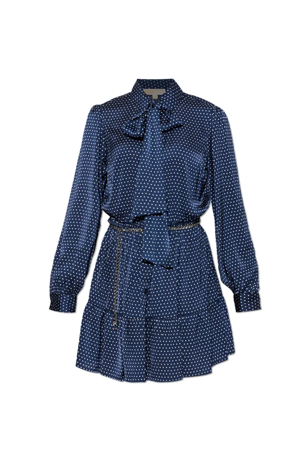 MARINEBLAU Kleid mit Punktmuster