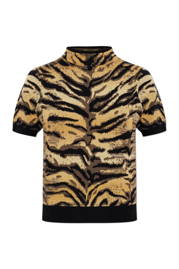 BRĄZOWY Sweter z krótkimi rękawami