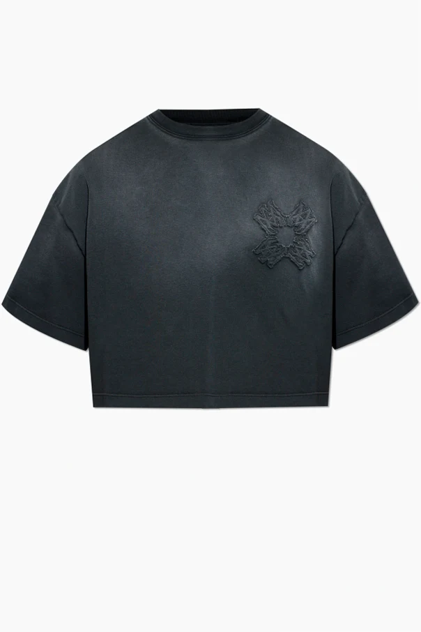 SCHWARZ Kurzes Top mit Aufnäher