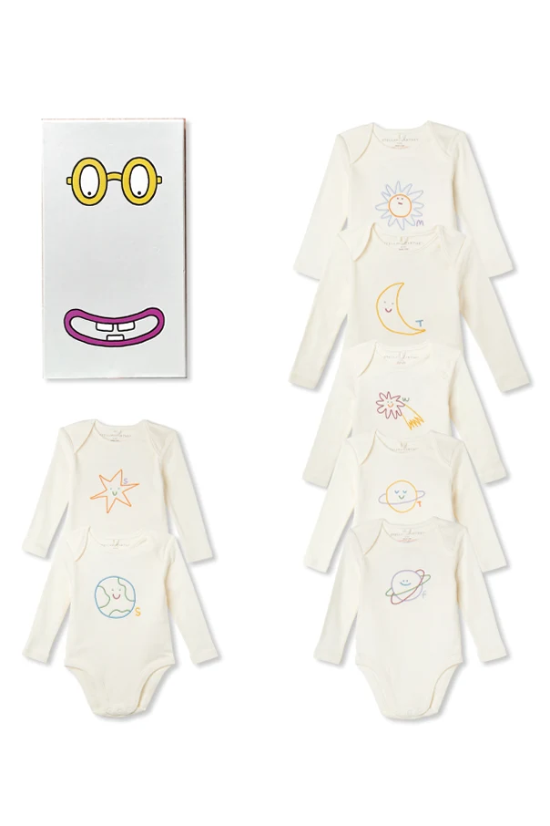 WHITE 7-pack of baby bodysuits