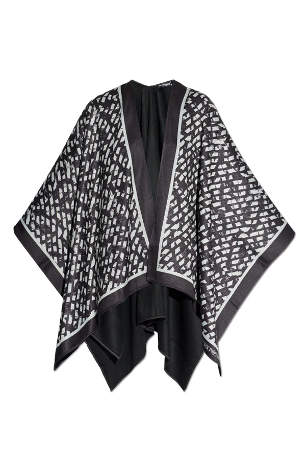 CZARNY Wzorzyste ponczo