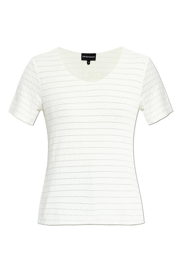 cream Top with a round neckline