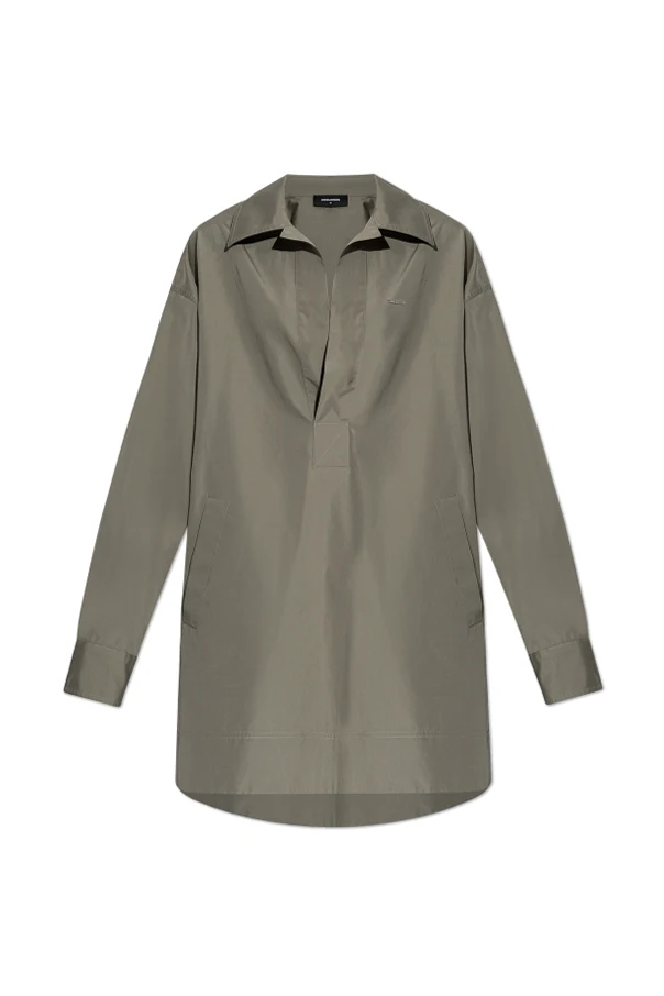 GRAU Kleid mit V-Ausschnitt